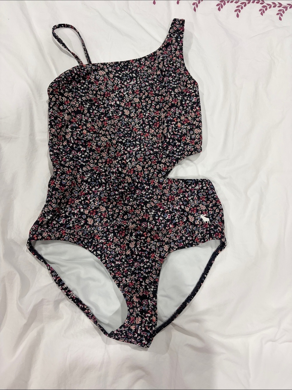 abercrombie kids Black Floral One-Piece Swimsuit